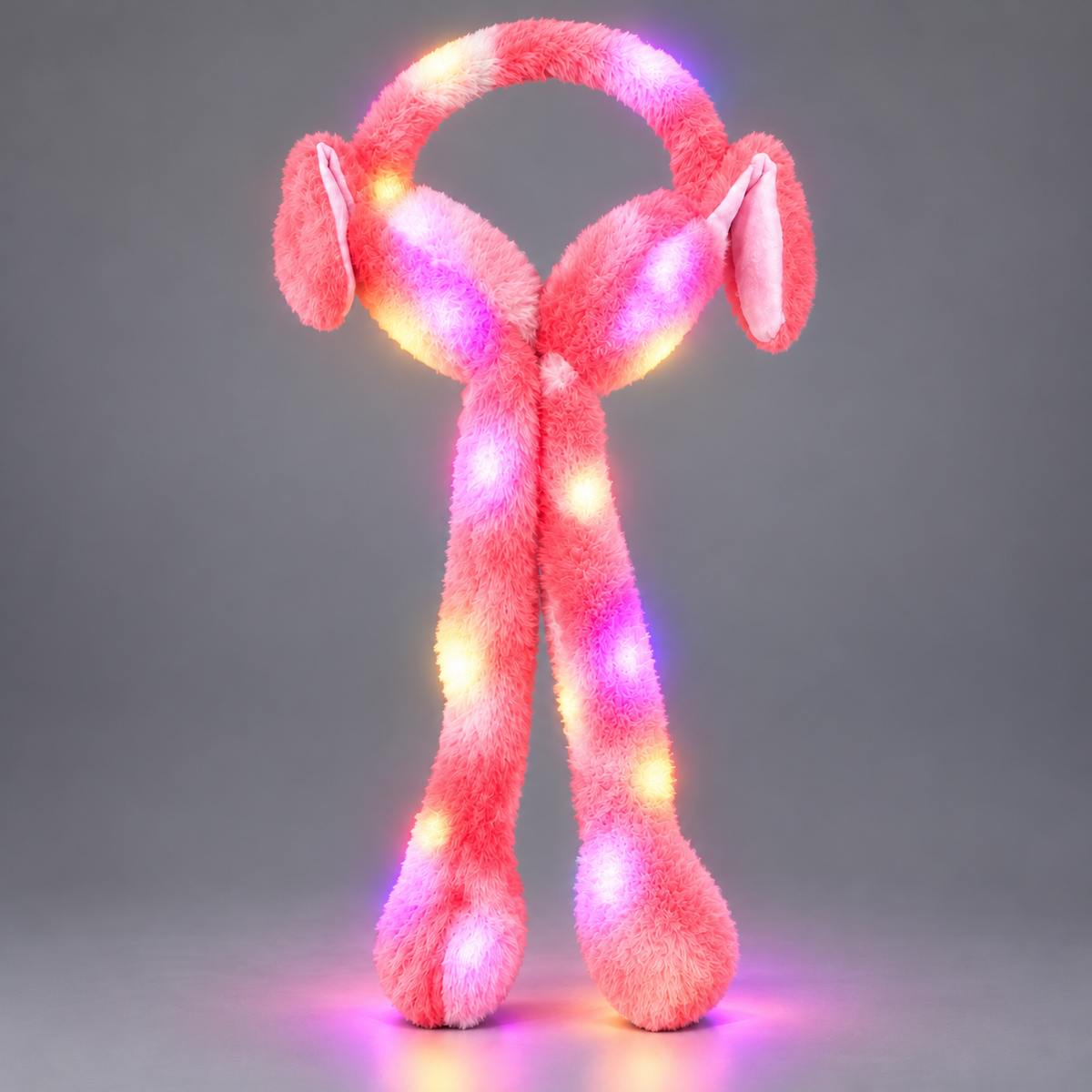 LED Light-Up Rainbow Bunny Earmuffs – Winter Ear Warmer