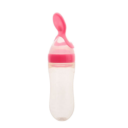 Pink Baby Silicon Spoon Feeder Bottle 3oZ