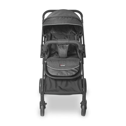 TINNIES BABY STROLLER – BLACK, FOLDABLE WITH REVERSIBLE HANDLE - T107