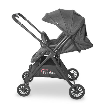 TINNIES BABY STROLLER – BLACK, FOLDABLE WITH REVERSIBLE HANDLE - T107