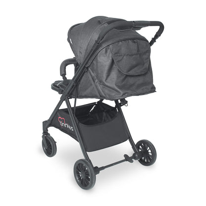 TINNIES BABY STROLLER – BLACK, FOLDABLE WITH REVERSIBLE HANDLE - T107