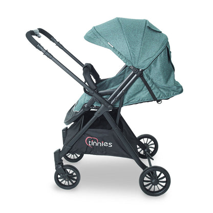 TINNIES BABY STROLLER – GREEN, FOLDABLE WITH REVERSIBLE HANDLE - T107