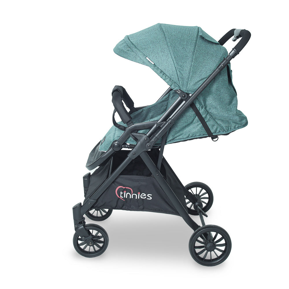 TINNIES BABY STROLLER – GREEN, FOLDABLE WITH REVERSIBLE HANDLE - T107