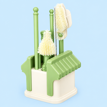 Baby Bottle Brush Set with Built-In Drying Racks