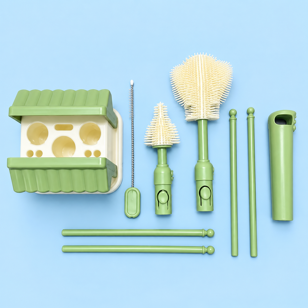 Baby Bottle Brush Set with Built-In Drying Racks