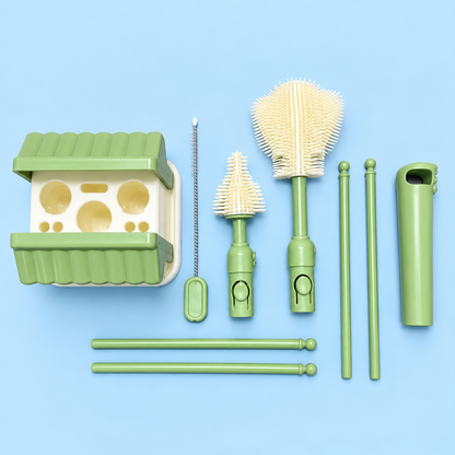 Baby Bottle Brush Set with Built-In Drying Racks