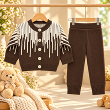 Cozy Brown Knitted Baby Sweater & Trouser Set