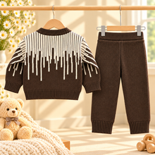 Cozy Brown Knitted Baby Sweater & Trouser Set