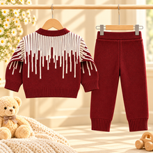 Cozy Burgundy Knitted Baby Sweater & Trouser Set