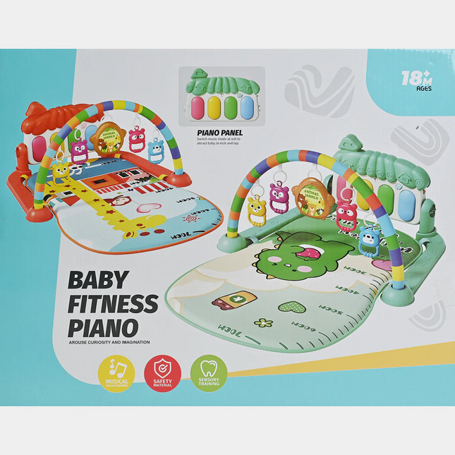 Baby Fitness Piano Play Mat | Musical Activity Gym with Piano Keys and Hanging Toys