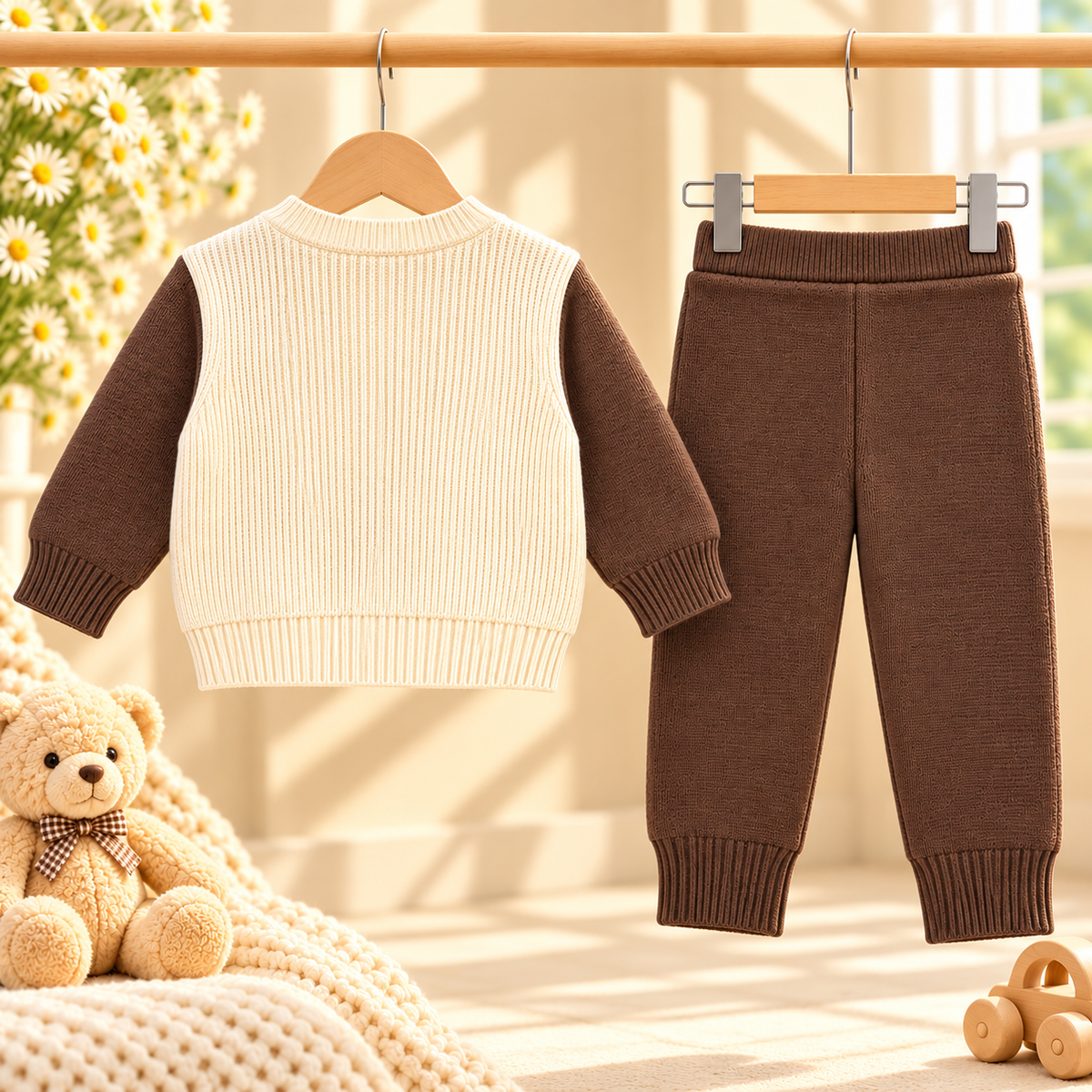 Teddy Bear Knitted Baby Sweater & Trouser Set  G07258
