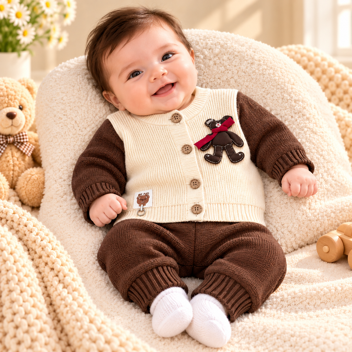 Teddy Bear Knitted Baby Sweater & Trouser Set  G07258
