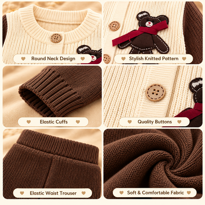 Teddy Bear Knitted Baby Sweater & Trouser Set  G07258