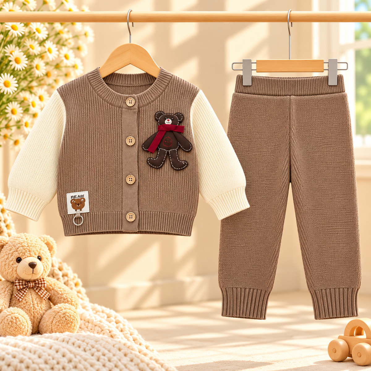 Teddy Bear Knitted Baby Sweater & Trouser Set  G07258