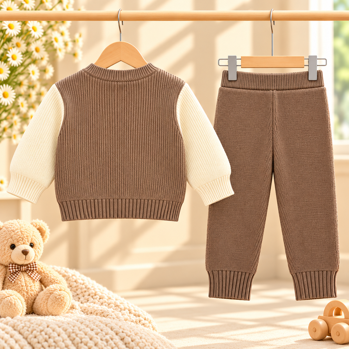 Teddy Bear Knitted Baby Sweater & Trouser Set  G07258