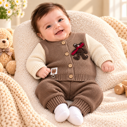 Teddy Bear Knitted Baby Sweater & Trouser Set  G07258