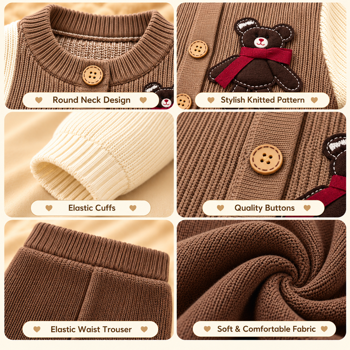 Teddy Bear Knitted Baby Sweater & Trouser Set  G07258