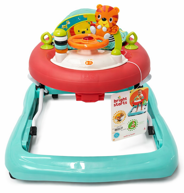 Bright Starts Baby Activity Walker with Steering Wheel – Red & Teal