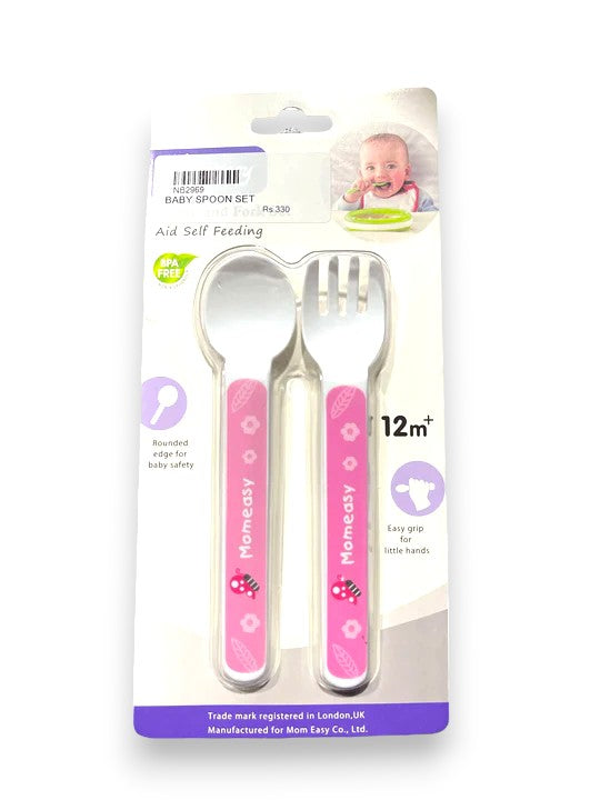 BABY SPOON & FORK SET PINK