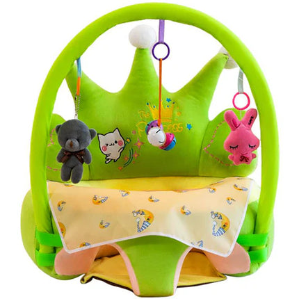 Baby Princess Crown Plush Support Seat with Play Gym – Soft Sitting Chair for Infant Girls 👑💖 (Green)