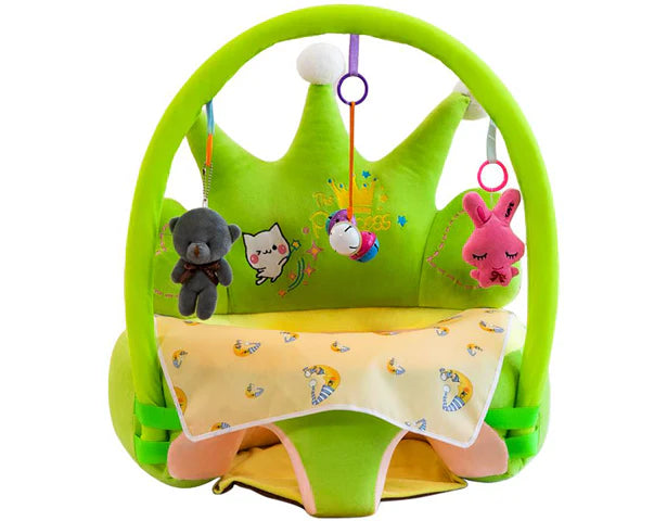 Baby Princess Crown Plush Support Seat with Play Gym – Soft Sitting Chair for Infant Girls 👑💖 (Green)