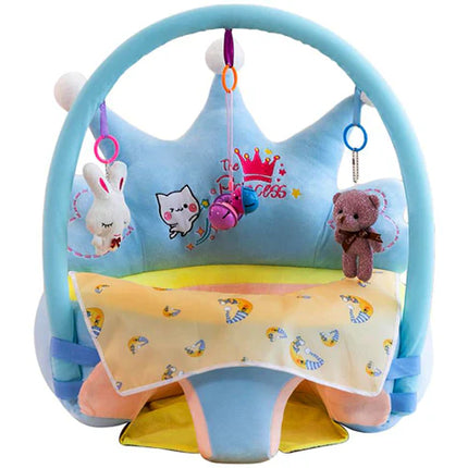 Baby Princess Crown Plush Support Seat with Play Gym – Soft Sitting Chair for Infant Girls 👑💖 (Blue)