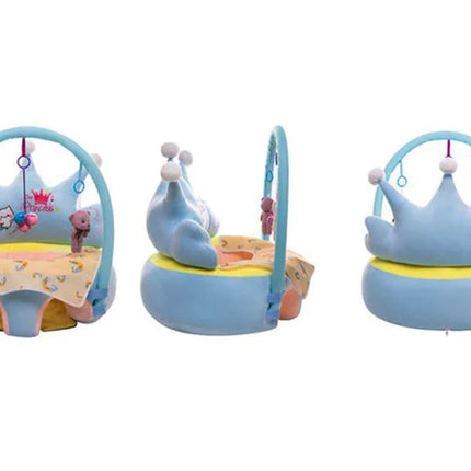 Baby Princess Crown Plush Support Seat with Play Gym – Soft Sitting Chair for Infant Girls 👑💖 (Blue)