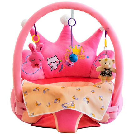 Baby Princess Crown Plush Support Seat with Play Gym – Soft Sitting Chair for Infant Girls 👑💖 (Pink)