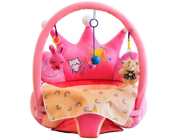 Baby Princess Crown Plush Support Seat with Play Gym – Soft Sitting Chair for Infant Girls 👑💖 (Pink)