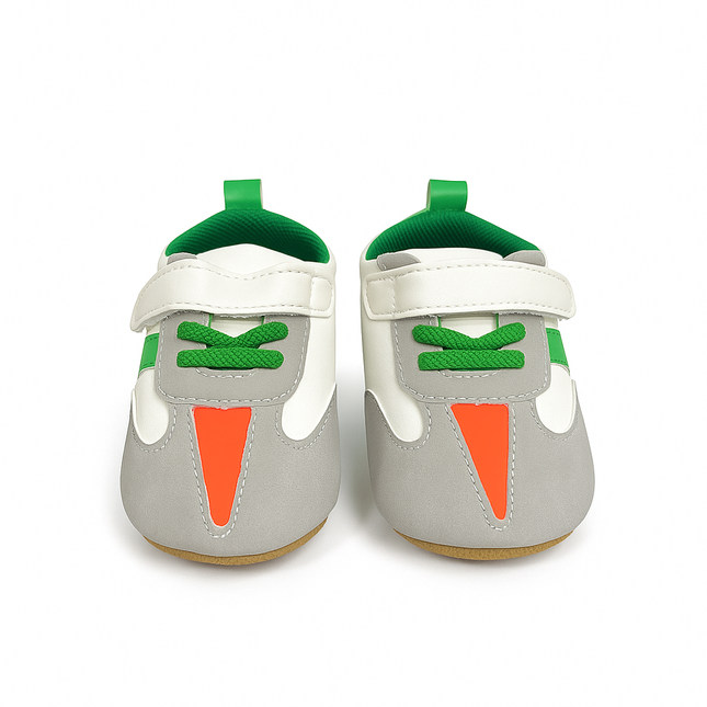 Green & Orange Baby Sneakers – Sporty and Soft