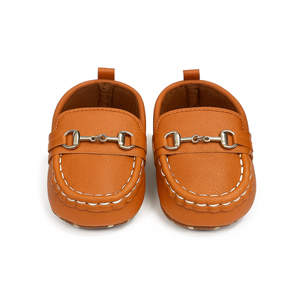 Brown Baby Loafers with Metal Buckle – Premium & Stylish