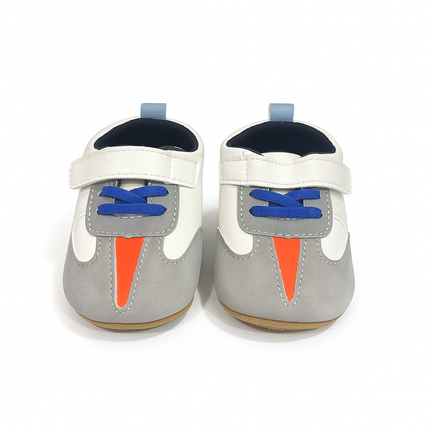 Stylish Grey Baby Sneakers with Blue Laces – Trendy & Comfortable