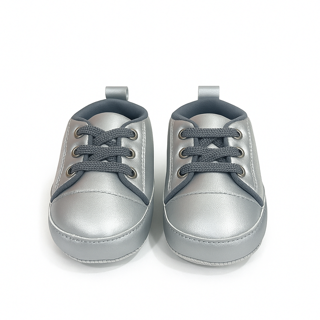 Silver Baby Sneakers – Soft, Stylish & Comfortable