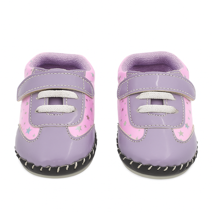 Baby Girl Purple Star Soft Leather Shoes – Stylish Pre-Walker Sneakers 👟💜