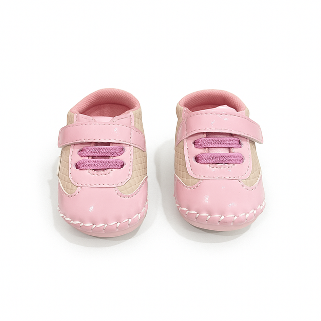Baby Girl Soft Pink Leather Shoes – Comfortable Pre-Walker Sneakers for Infants 💗👶