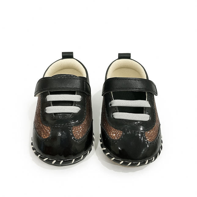 Baby Boy Classic Leather Look Shoes – Soft & Stylish Pre-Walker Sneakers 👞🖤