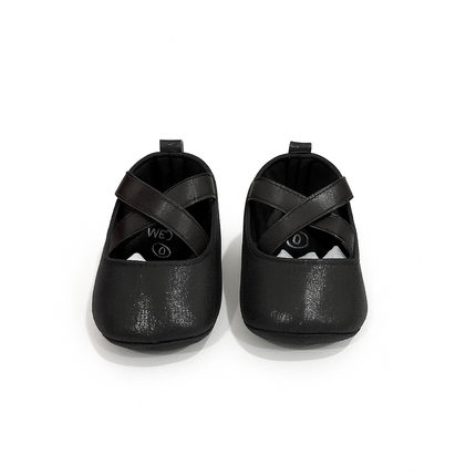 Baby Black Criss-Cross Soft Shoes – Elegant Party & Casual Wear for Infants 🖤👶