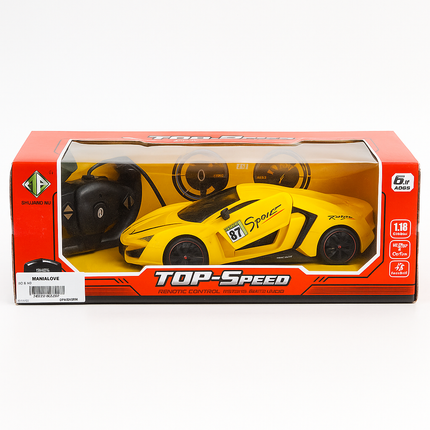 Top-Speed Remote Control Sports Car – 1:18 Scale High-Performance RC Toy Car (Yellow)