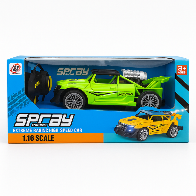 Spray Racing High-Speed Car – 1:16 Scale Remote Control Toy Car for Kids (Green)