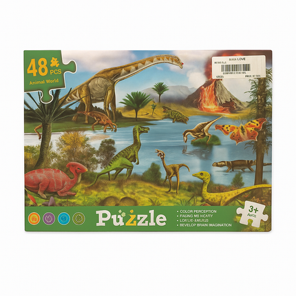 Dinosaur World Puzzle – 48 Piece Educational Jigsaw for Kids (Ages 3+)