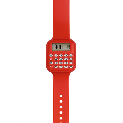 Kids Digital Calculator Watch – Red | Multi-Function Learning Watch