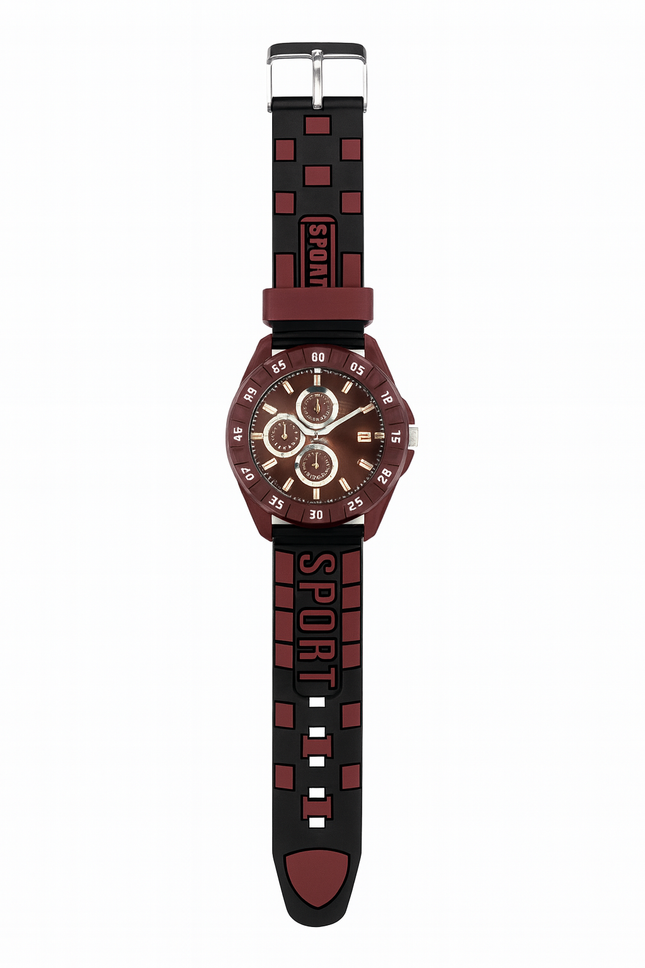 Kids Sport Analog Watch – Red & Black Silicone Strap