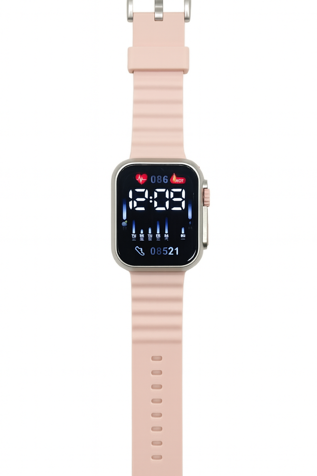 Kids Smart Digital Watch – Pink | Modern LED Display & Soft Strap