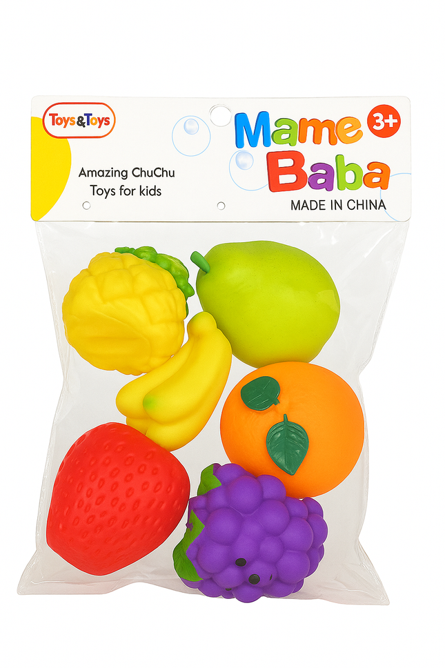 MameBaba ChuChu Fruit Toy Set for Kids – Colorful Soft Play Fruits