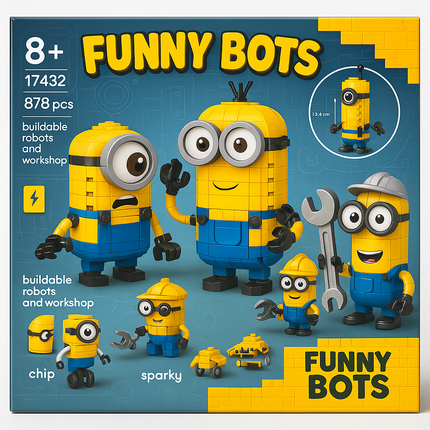 Funny Bots Buildable Robot Set – 878 Pcs Creative Construction Kit for Kids (Age 8+)