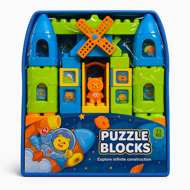 Puzzle Blocks Space Adventure Building Set – 73 Pcs Creative Construction Toy for Kids