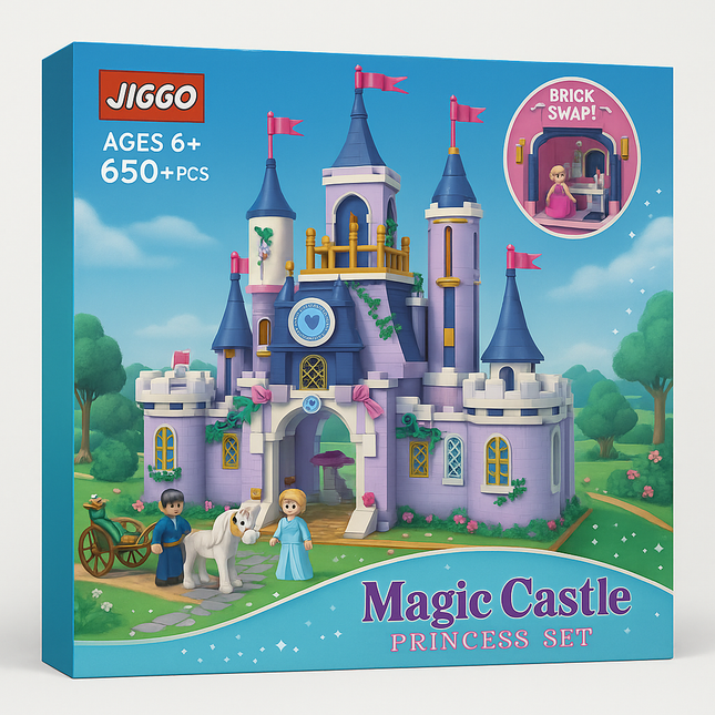 Jiggo Magic Castle Princess Building Set – 650+ Pcs Dream Castle for Kids (Age 6+)