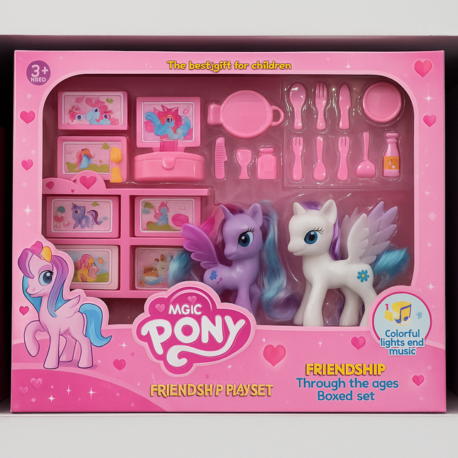 Magic Pony Friendship Playset – Musical Light-Up Pony Toy Set (Age 3+)