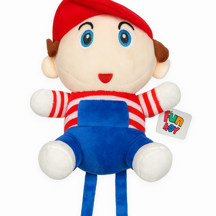 Cute Boy Plush Doll with Red Cap – Soft Stuffed Toy for Kids.