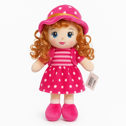 Pink Polka Dot Soft Doll – Cute Plush Toy for Kids